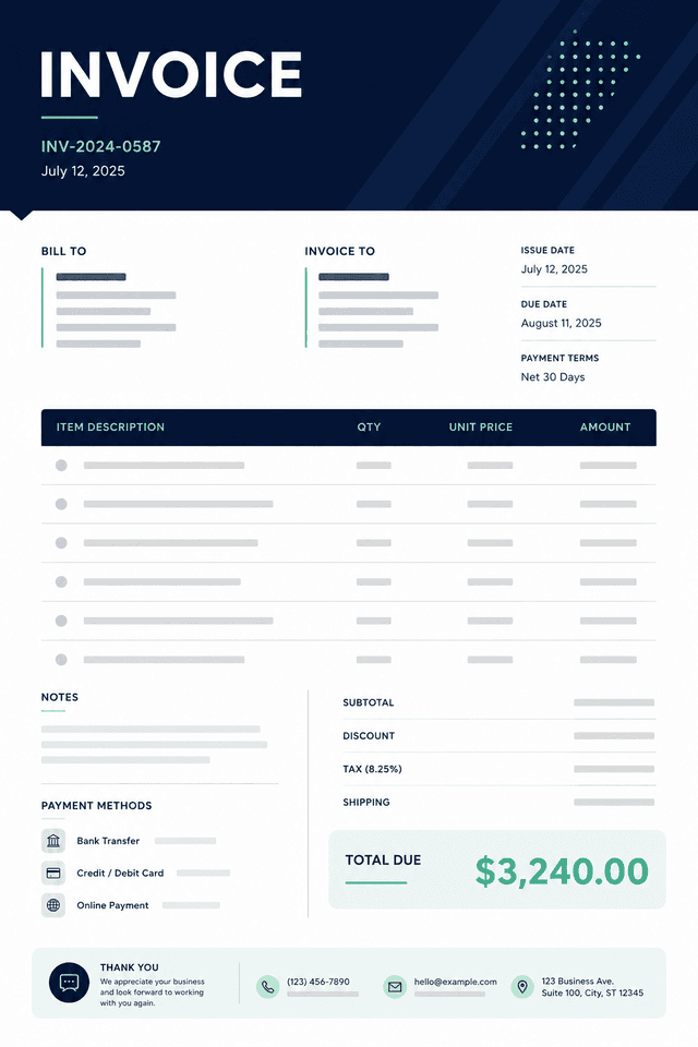 Bold Invoice template preview