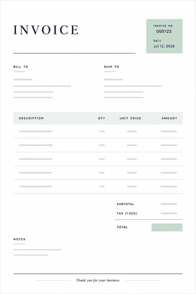 Minimal Invoice template preview