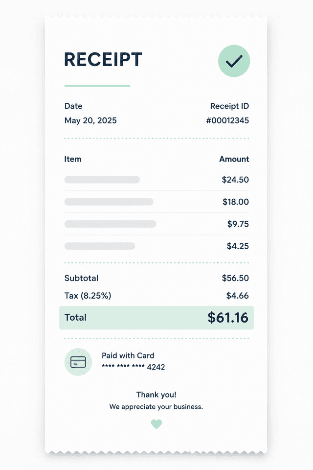Simple Receipt template preview